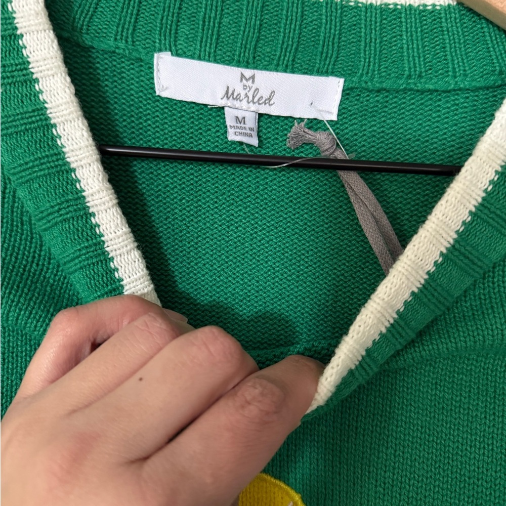 M by‎ Marled Green Tennis Sweater Embroidered Racket Graphic NWT - Picture 5 of 5